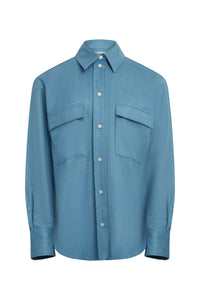 Pocket Detail Mens Shirt - Storm Blue