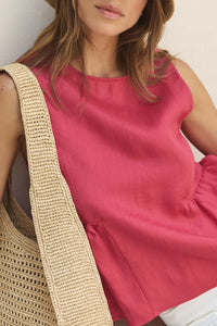 Top Le Prevert en lin - Rose Fuschia