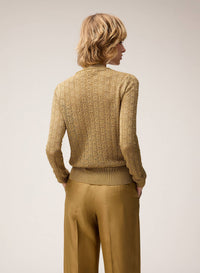GOLD LUREX JACQUARD KNIT CARDIGAN