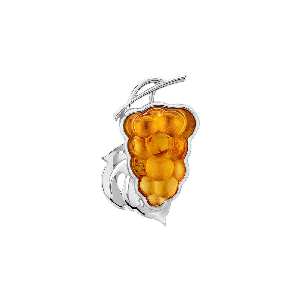 Broche Vigne en cristal et argent - Ambre & Argent