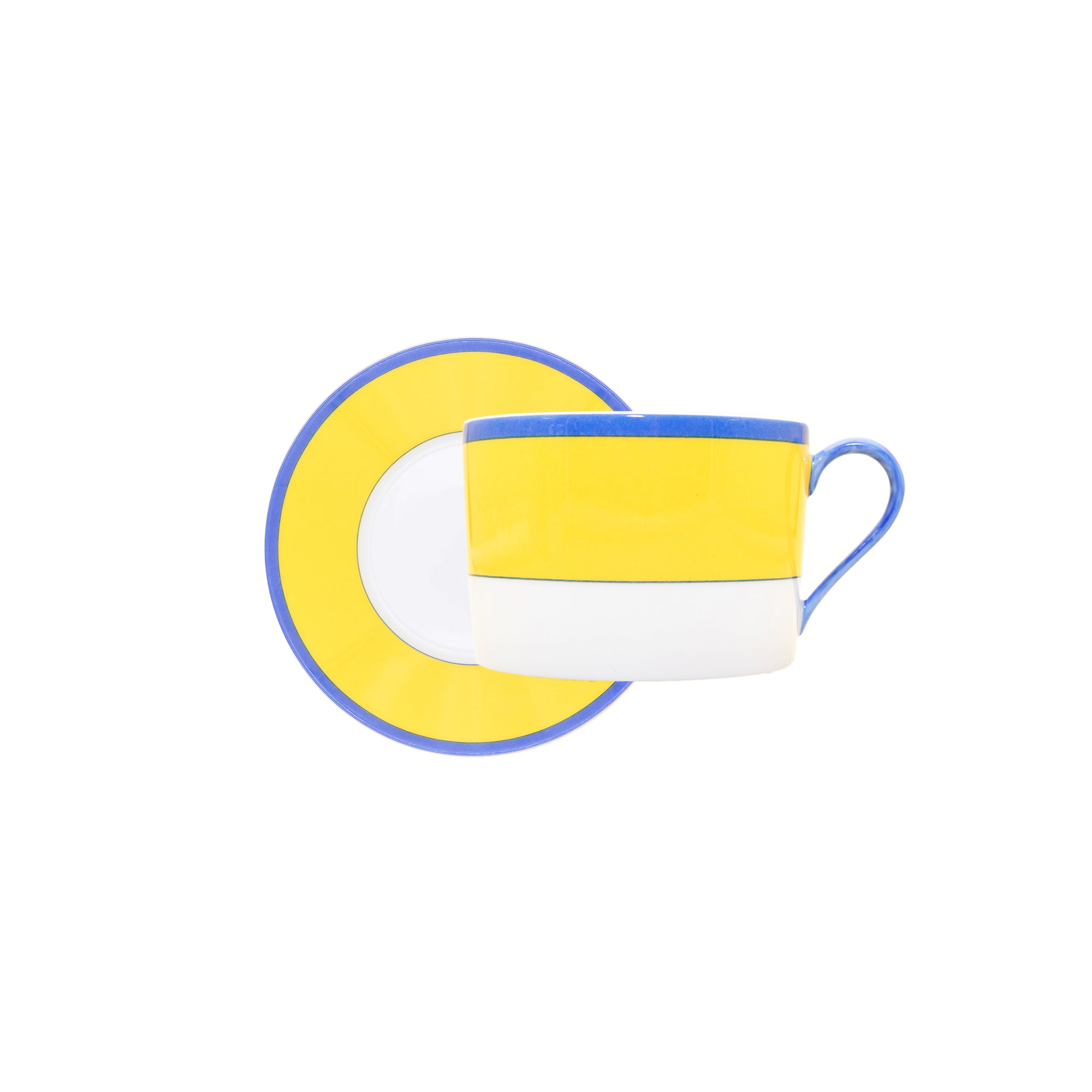 Tasse et soucoupe à déjeuner Monet en porcelaine - Jaune & Bleu