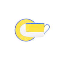 Tasse et soucoupe à thé Monet en porcelaine - Jaune & Bleu