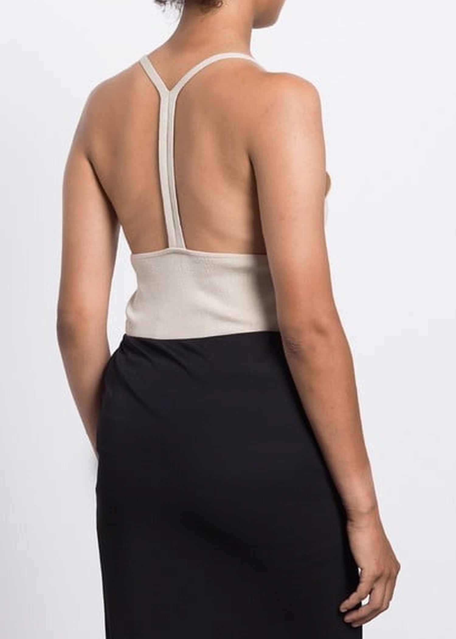 Wool and silk V-neck tank top - Wet Sand