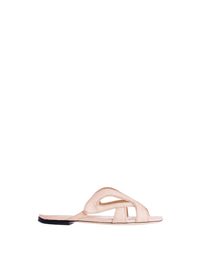 Flat leather sandals - Pale Blush