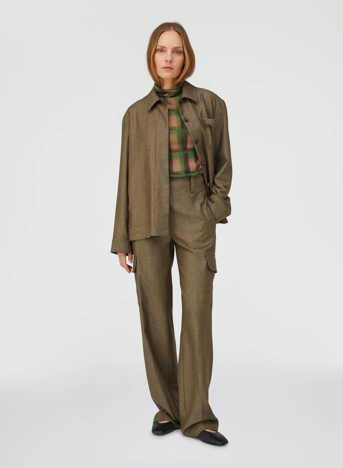 GREEN CHECK ROLLNECK