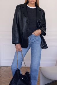Blazer Le Thibaud en cuir - Noir