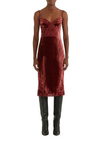 Velvet midi dress - Bordeaux