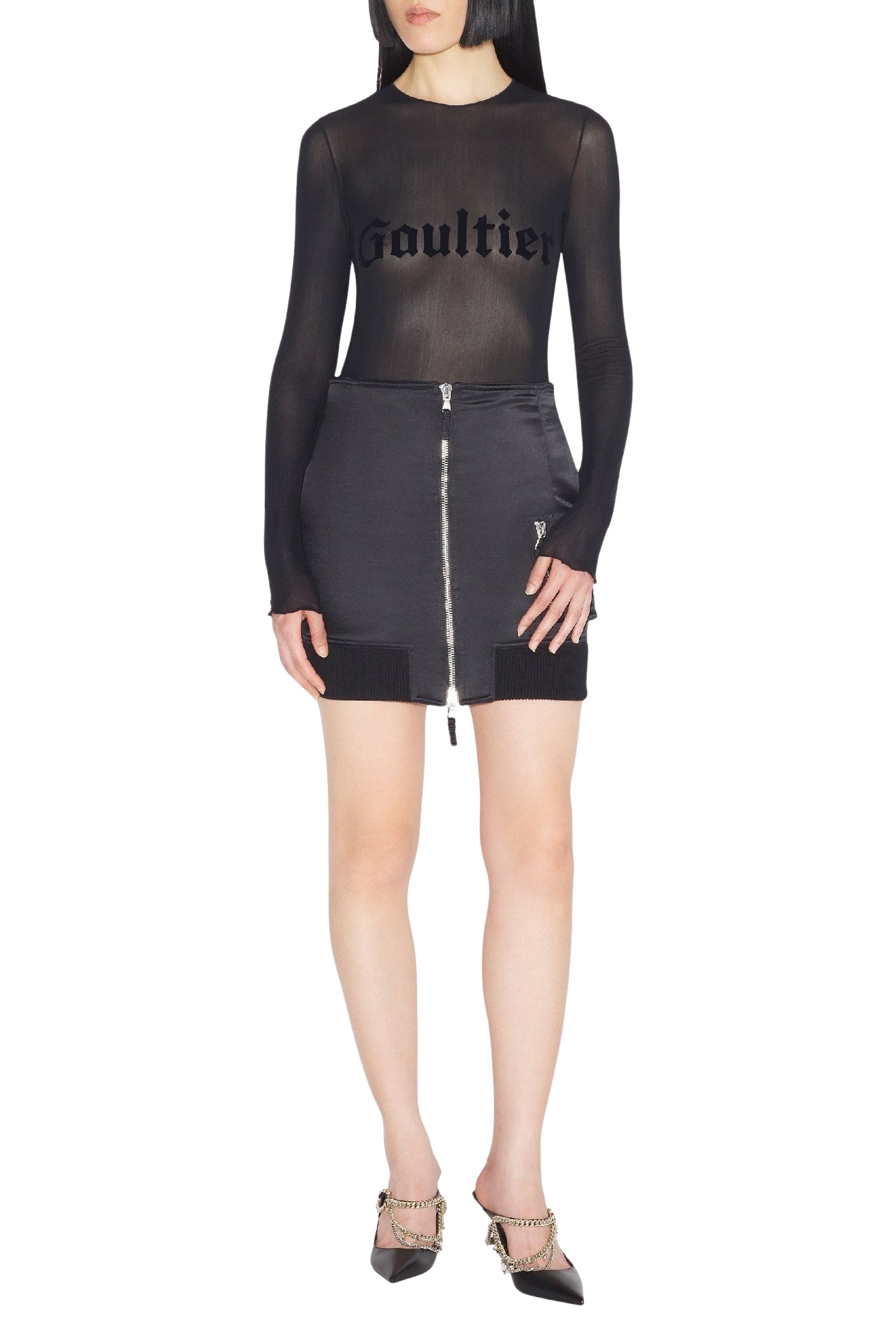 Jupe courte Tattoo en satin - Black