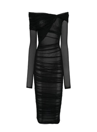 BLACK // black off-shoulder ruched dress