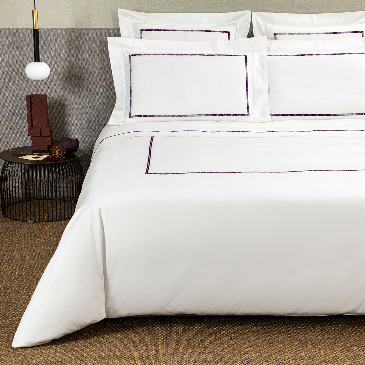AFFINITY EMBROIDERY / DOUBLE KING PARURE HOUSSE DE COUETTE AVEC 2 TAIE D'OREILLER 50X80