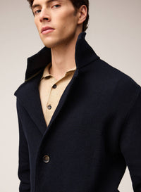 NAVY KNIT SINGLE BREASTED BLAZER