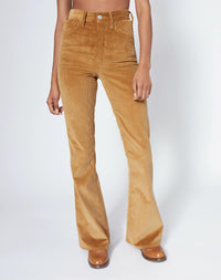 Jean loose flare 70's en velours côtelé - Camel