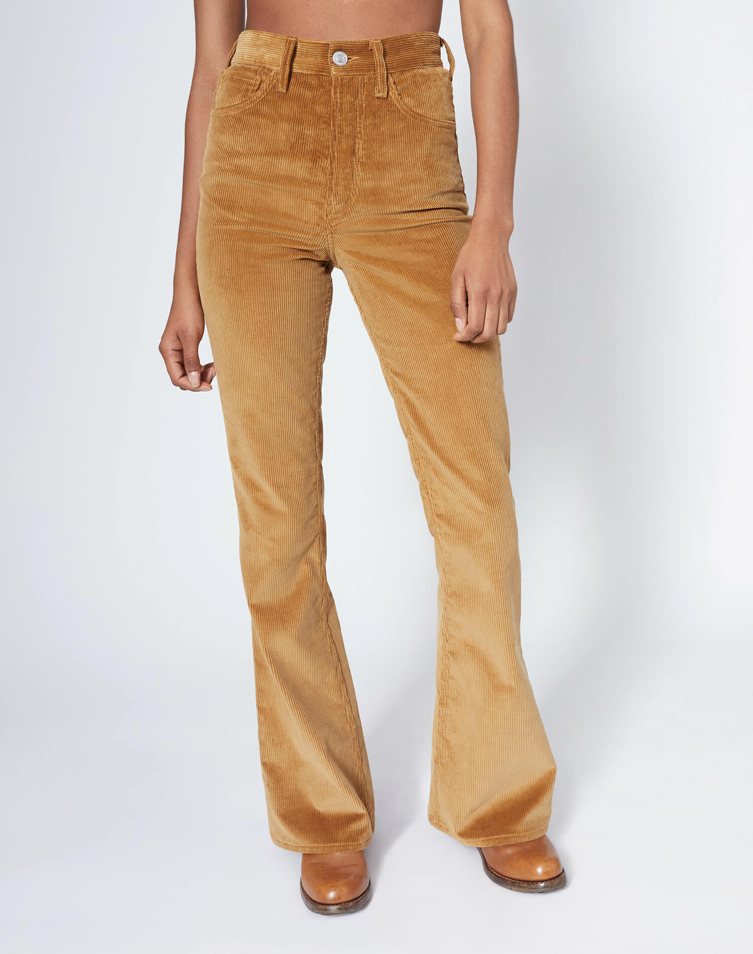 Jean loose flare 70's en velours côtelé - Camel