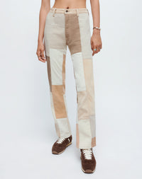 70's loose flare jeans - Patched Cord