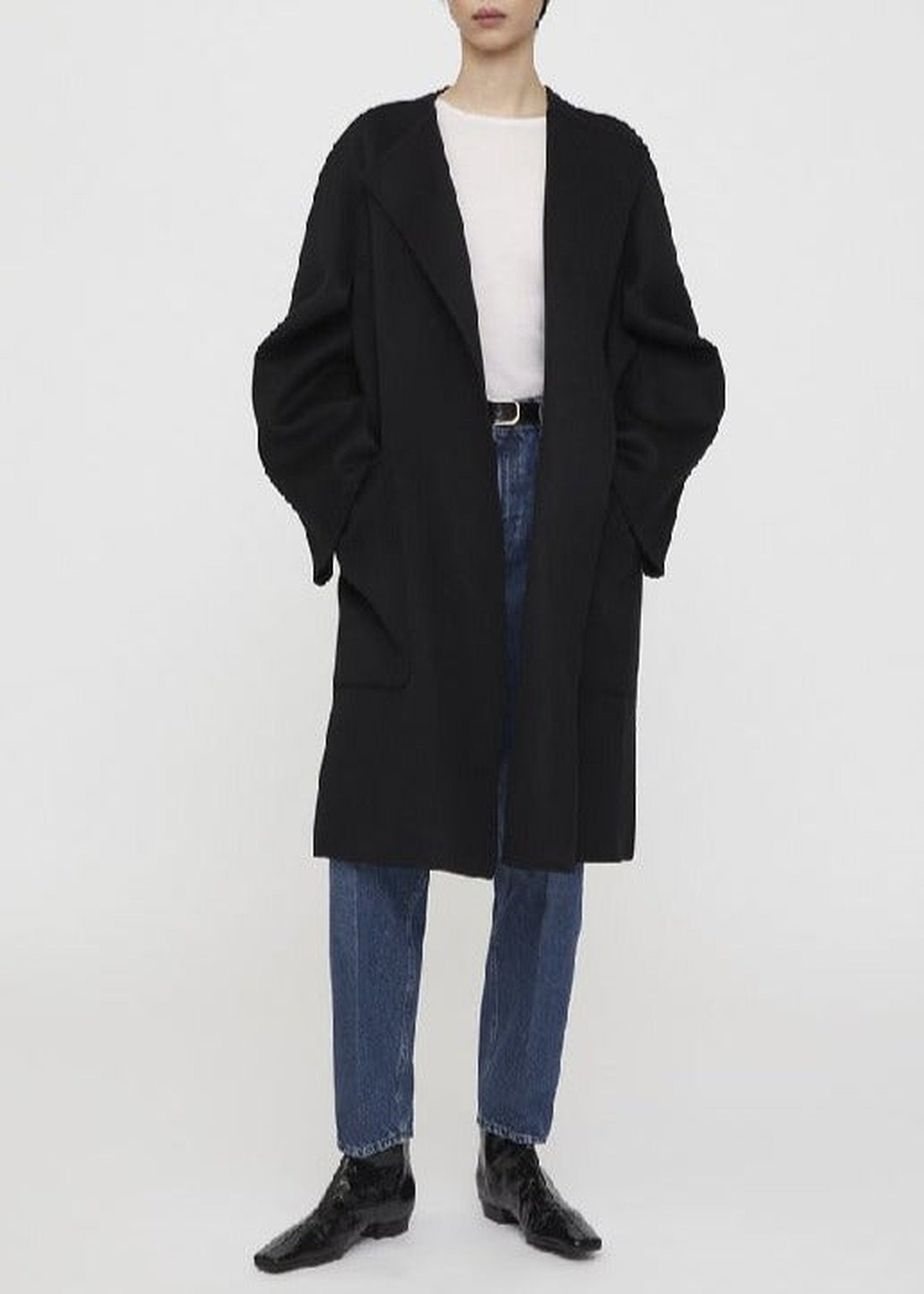Manteau cape en laine - Black