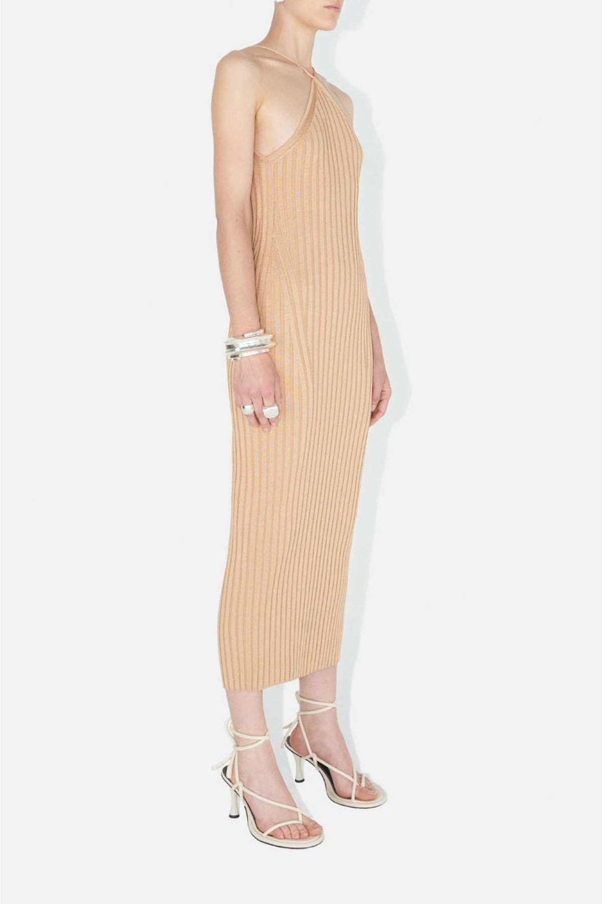 Metallic Rhea Cami Dress - Beige