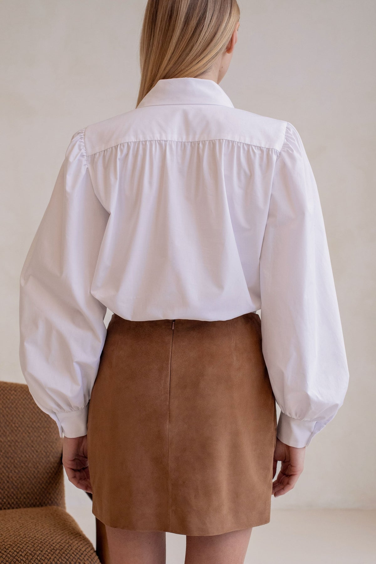 Jupe Le Dali en daim - Marron camel