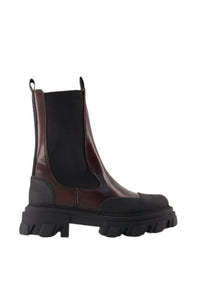 Bottines Chelsea mi hautes à talons crantés - Black & Burgundy