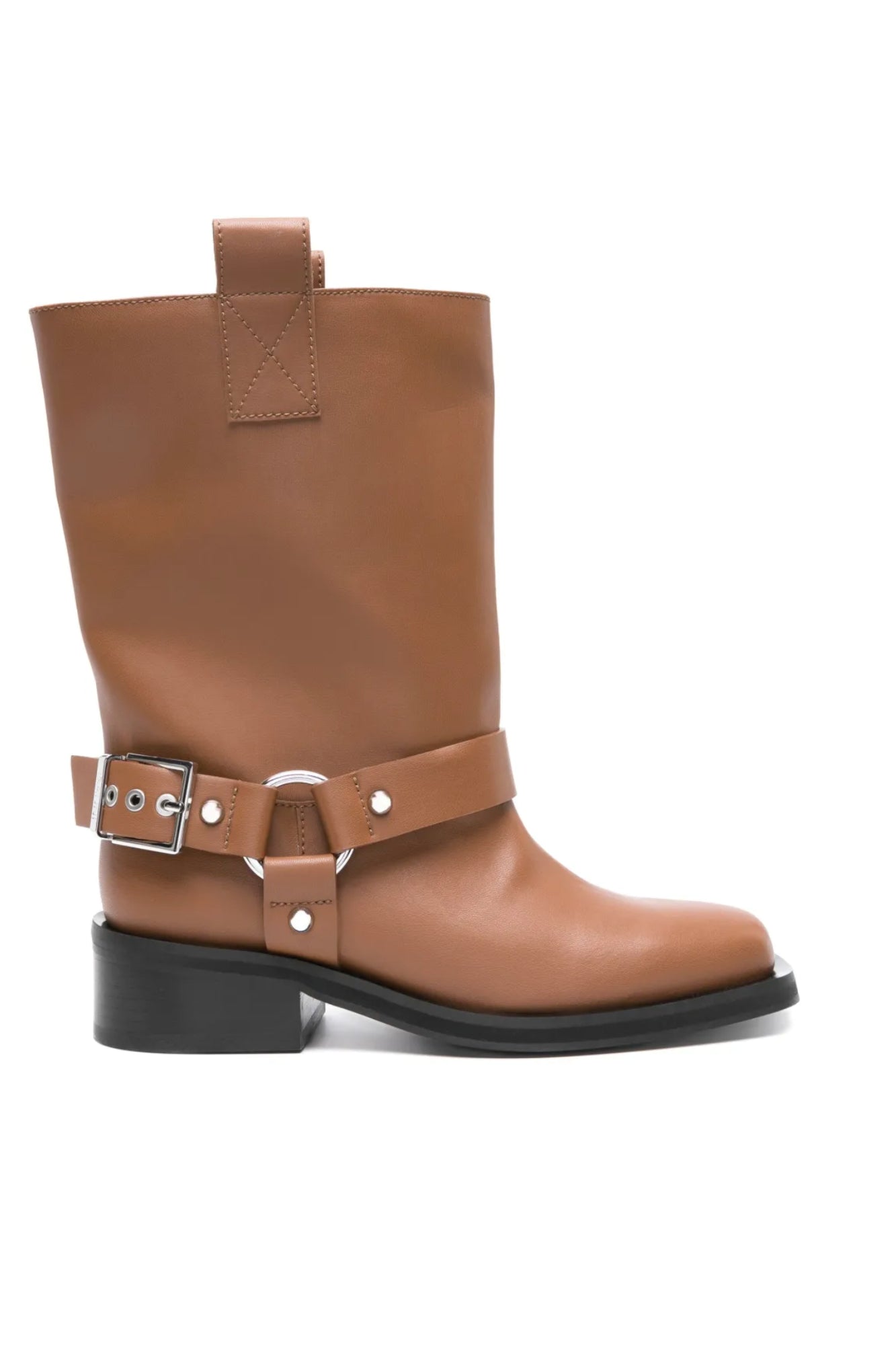 Bottes Biker Mid Shaft en cuir - Cognac