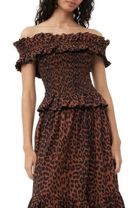 Blouse smockée à épaules dénudées - Toffee