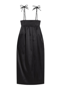 Robe longue à bretelles en satin - Black
