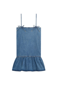 Robe courte à bretelles en denim - Tint Wash