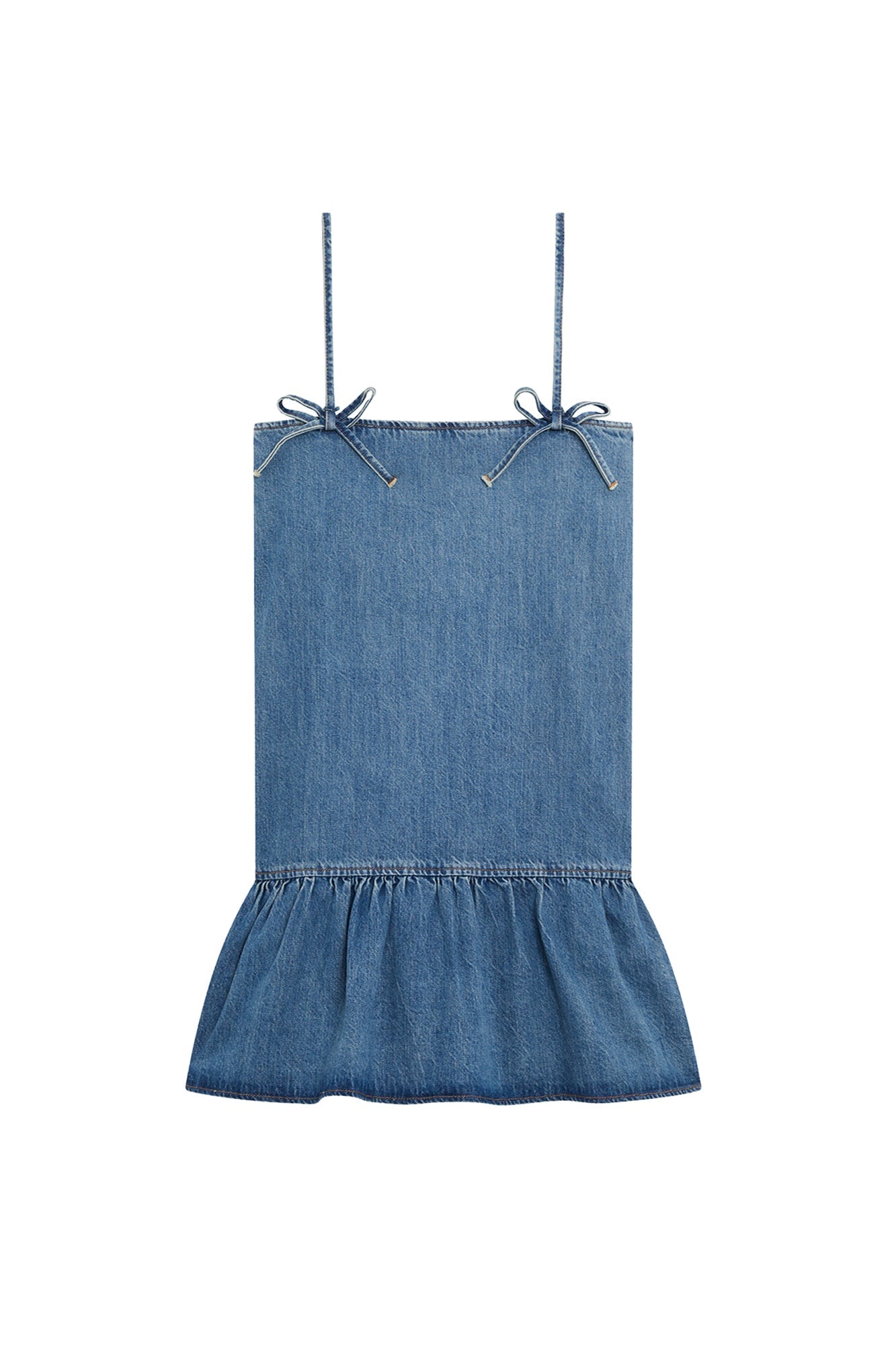 Robe courte à bretelles en denim - Tint Wash