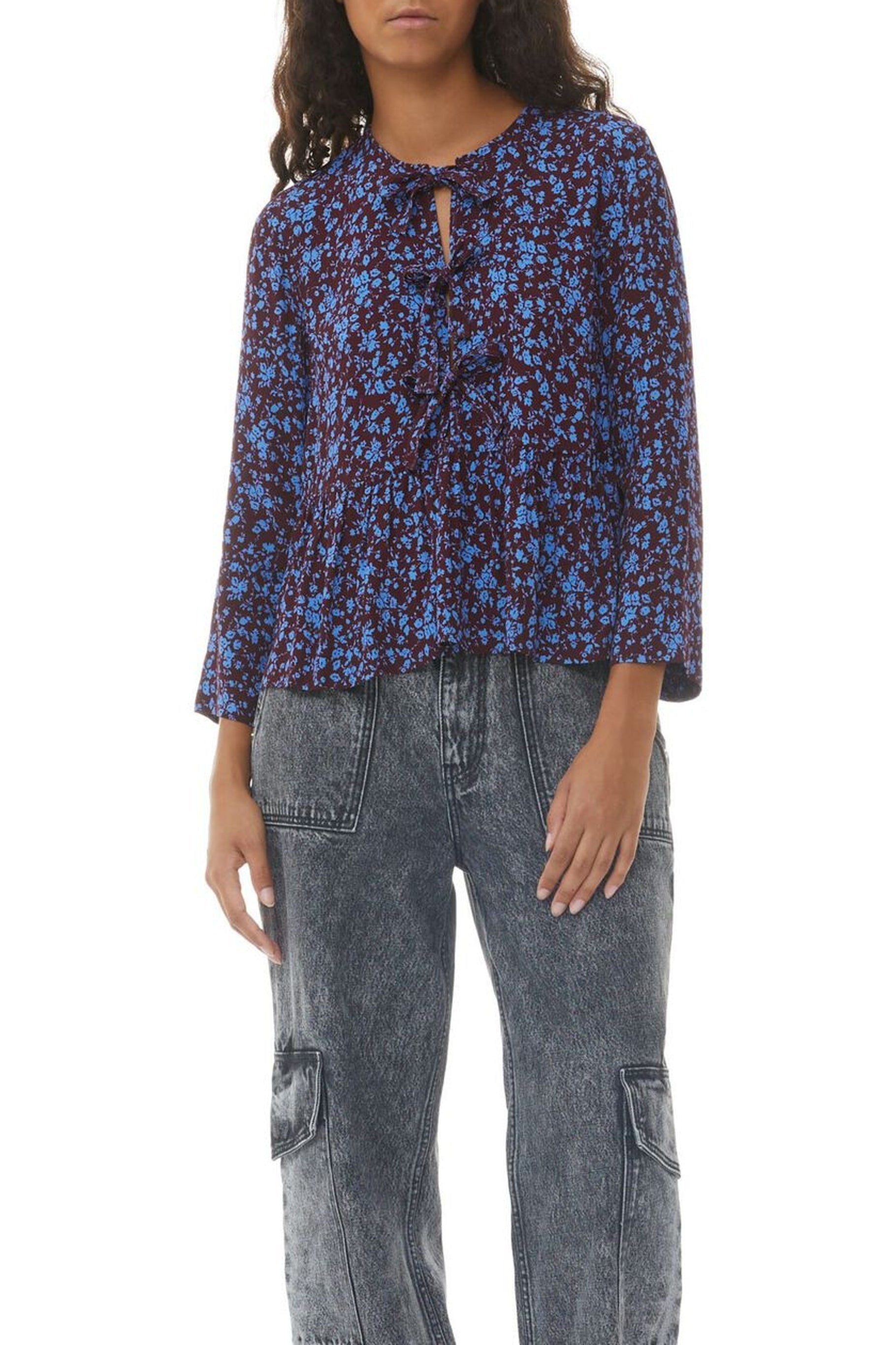 Blouse péplum en crêpe imprimé - Port Royale