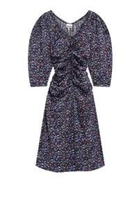 Robe midi à encolure en satin - Black
