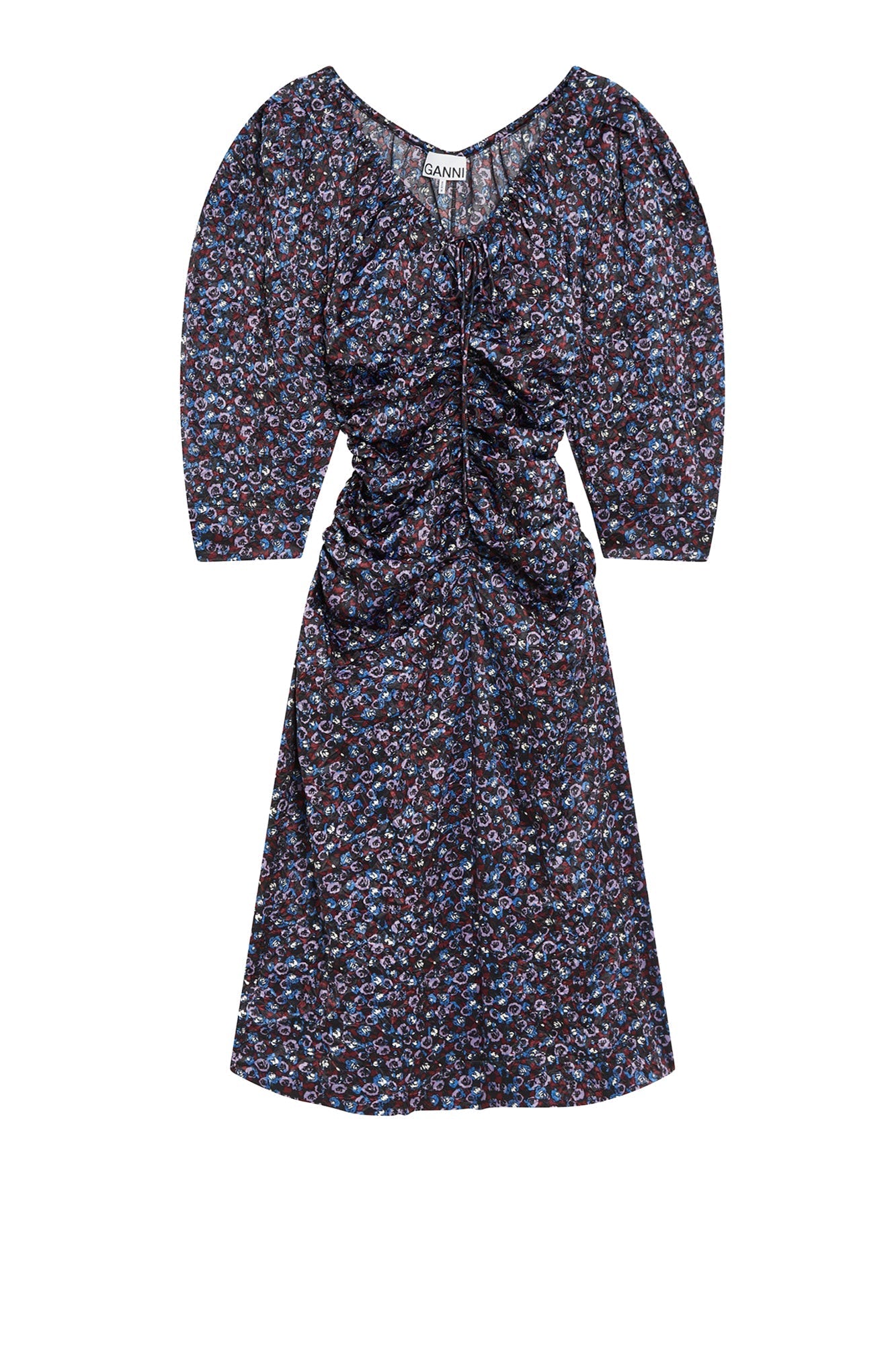 Robe midi à encolure en satin - Black