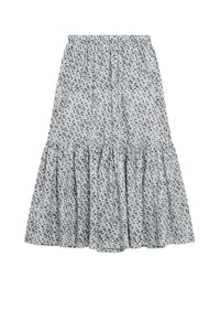 Long skirt with ruffles in printed cotton - Glacier Lake