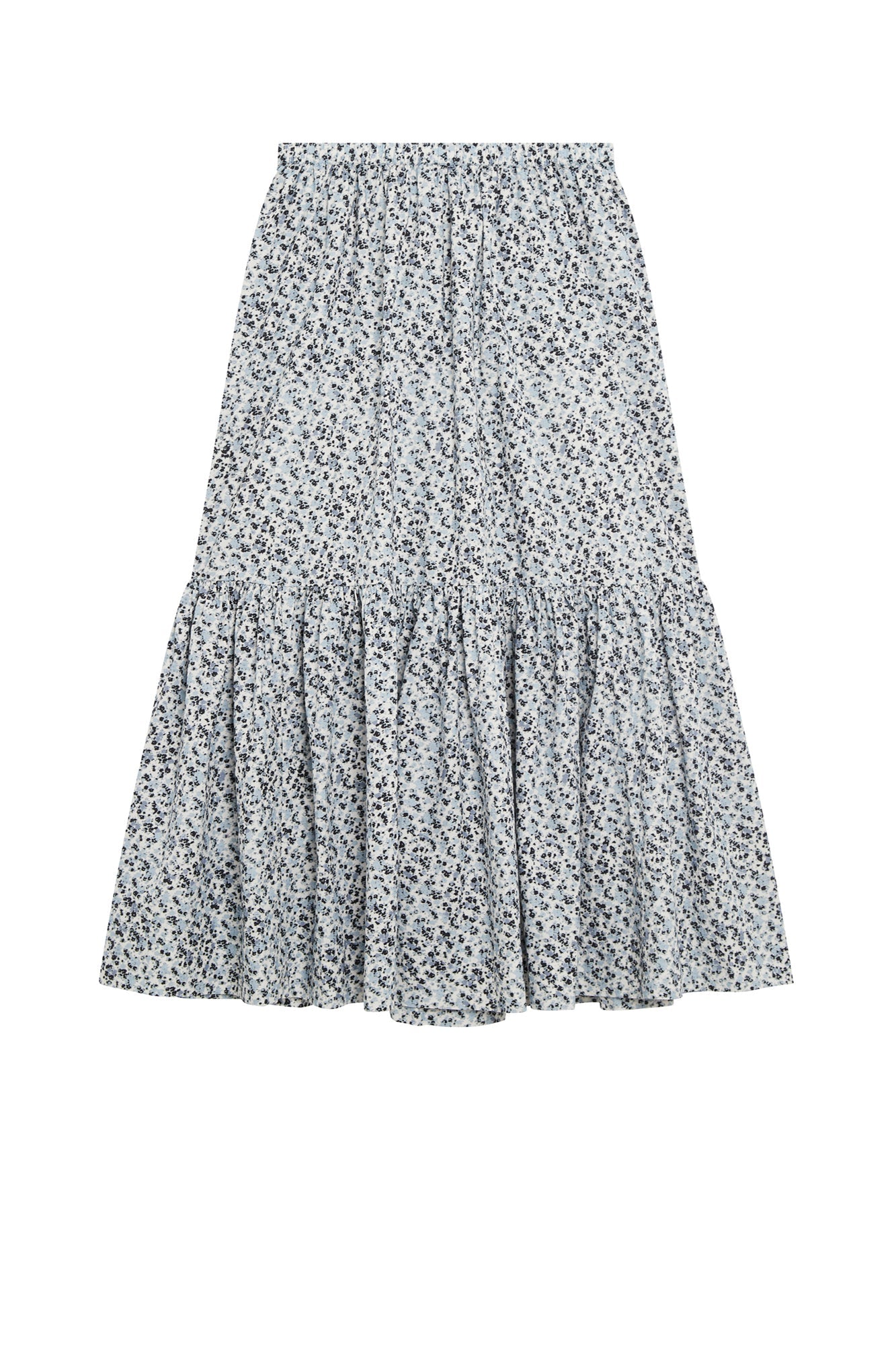 Long skirt with ruffles in printed cotton - Glacier Lake