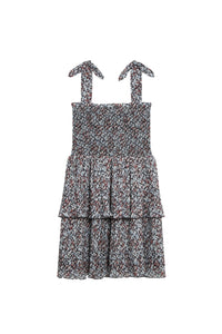 Robe courte smockée à bretelles en georgette - Phantom