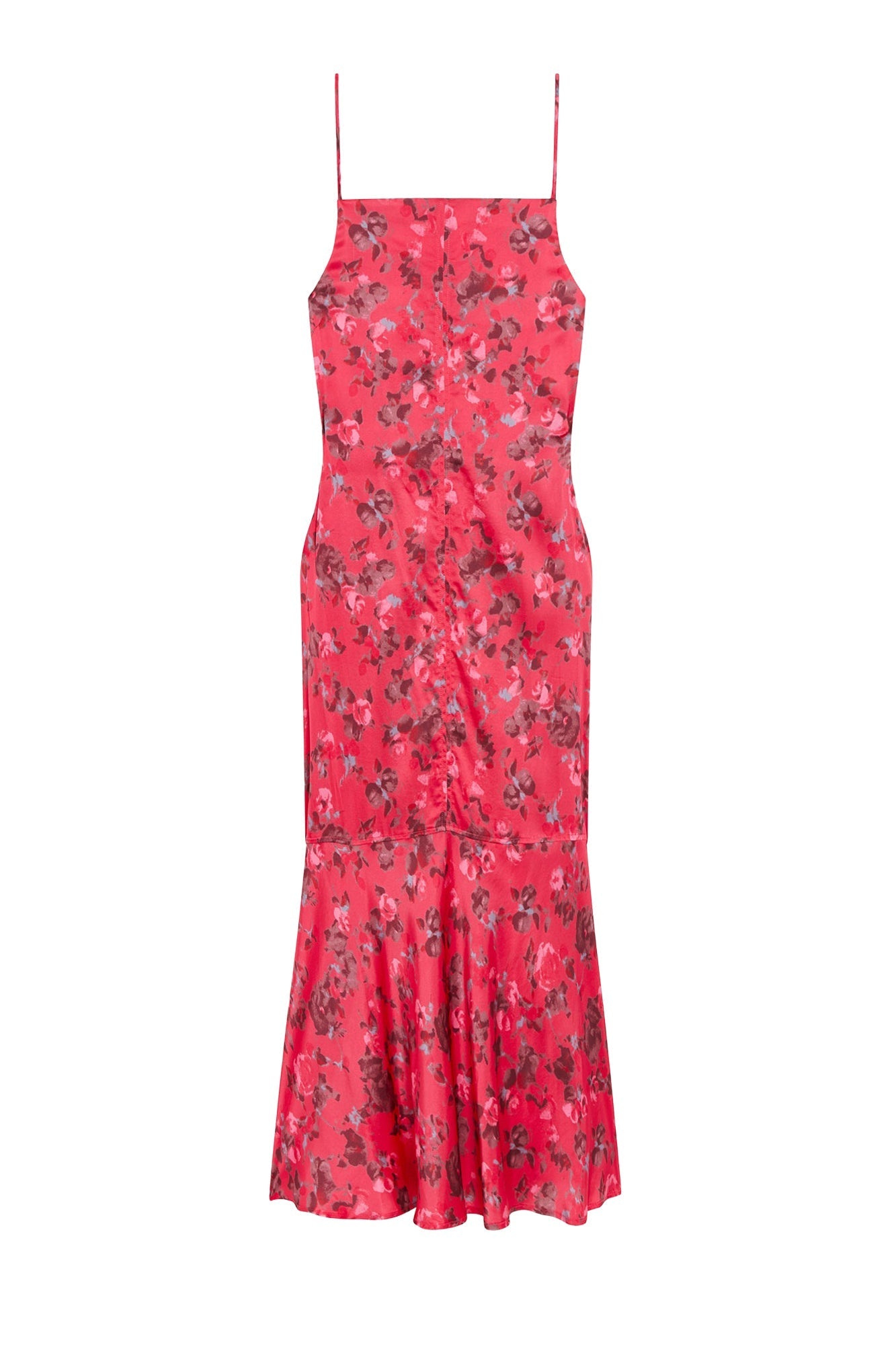 Printed satin midi dress - Raspberry Wine