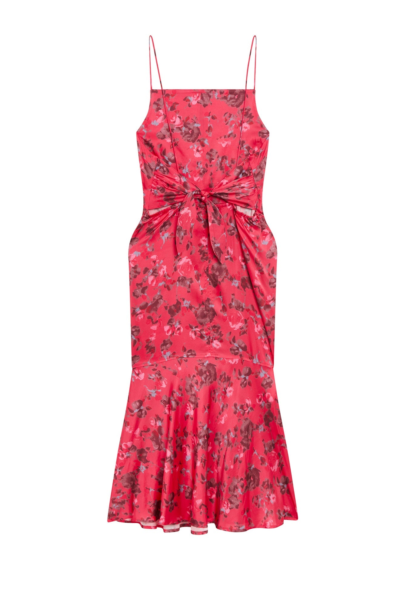 Printed satin midi dress - Raspberry Wine