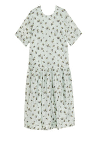 Robe midi en organza jacquard dos nu - Aqua Foam