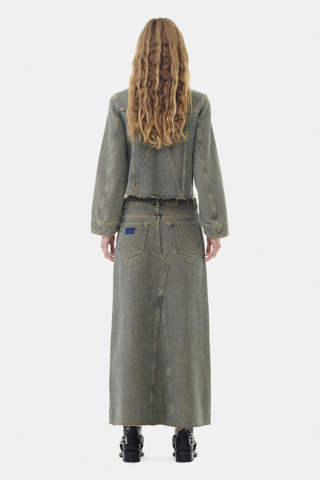 Jupe longue fendue en denim - Shitake