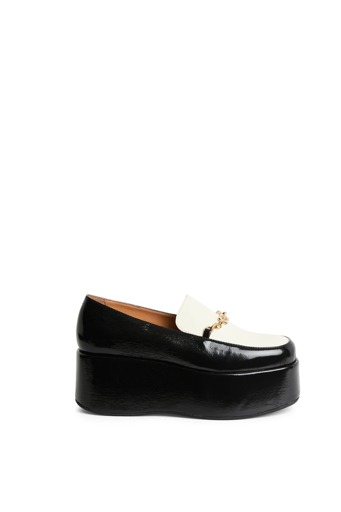 Mocassins à plateforme et chaîne - Black & Egret