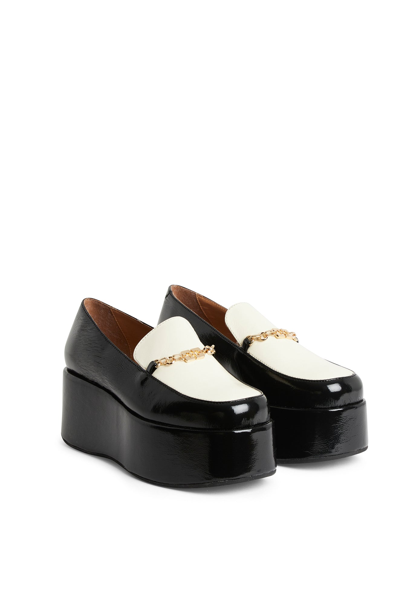 Mocassins à plateforme et chaîne - Black & Egret