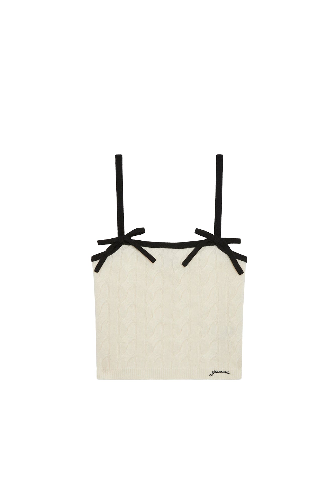 Strap tank top in wool and cashmere - Egret