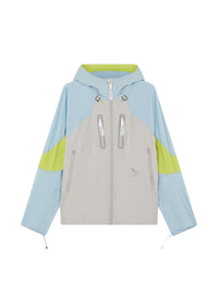 Maison Kitsuné x And Wander Hooded Jacket - Blue Green Block