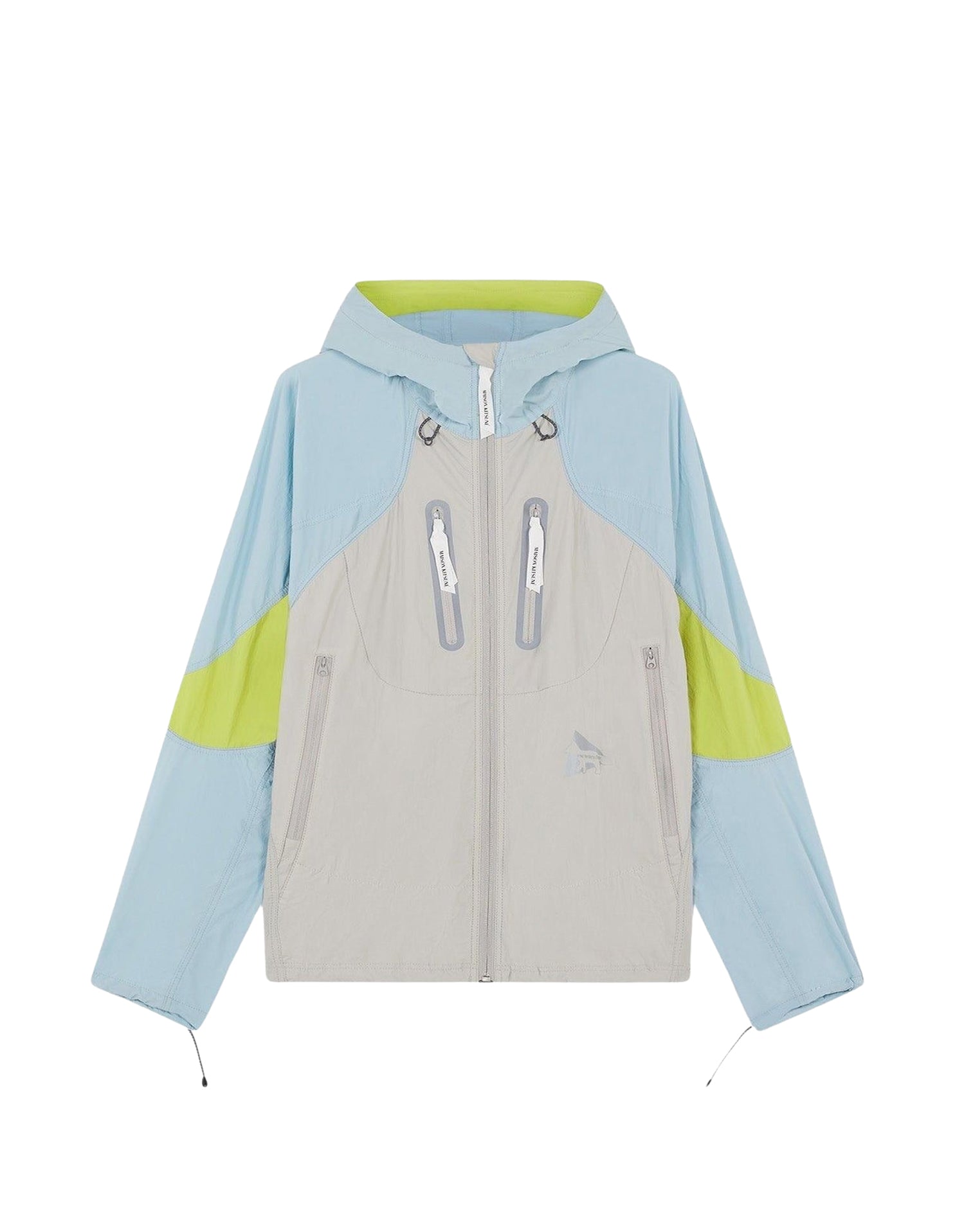 Maison Kitsuné x And Wander Hooded Jacket - Blue Green Block