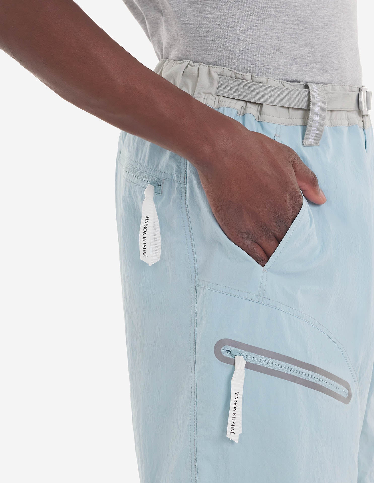 Maison Kitsuné x And Wander Shorts - Blue Green Block