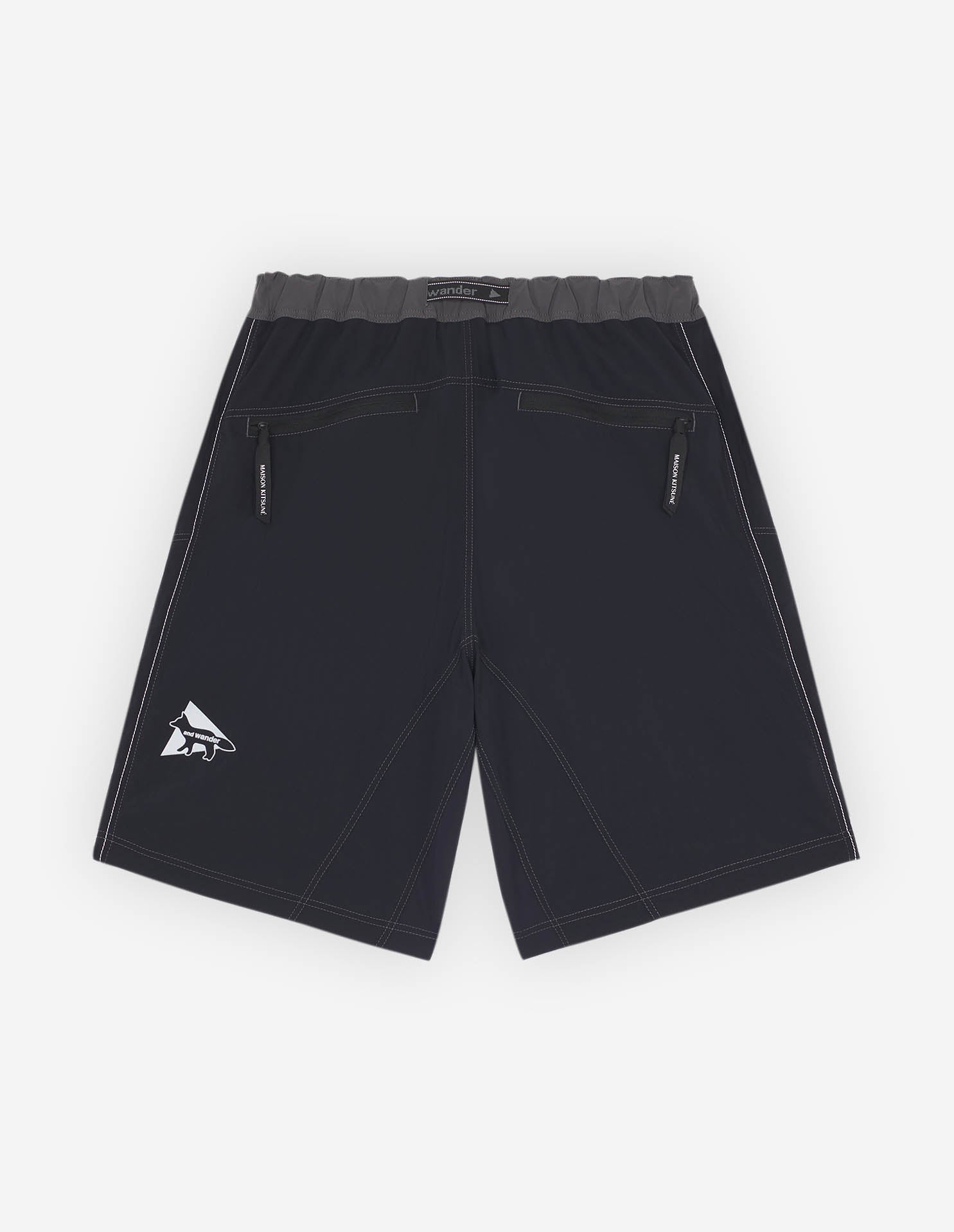 Maison Kitsuné x And Wander Shorts - Grey Blue Block