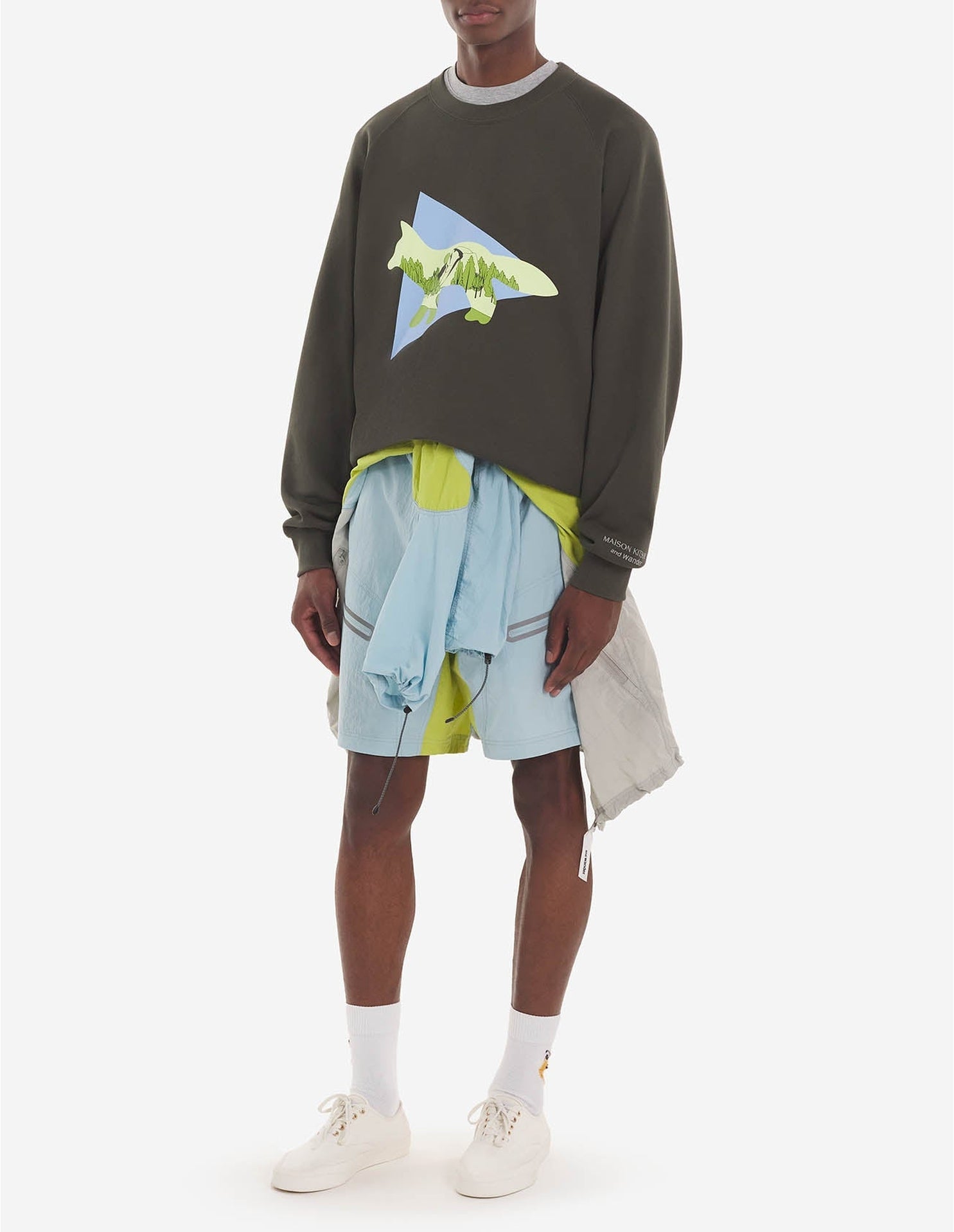 Maison Kitsuné x And Wander Sweatshirt - Khaki