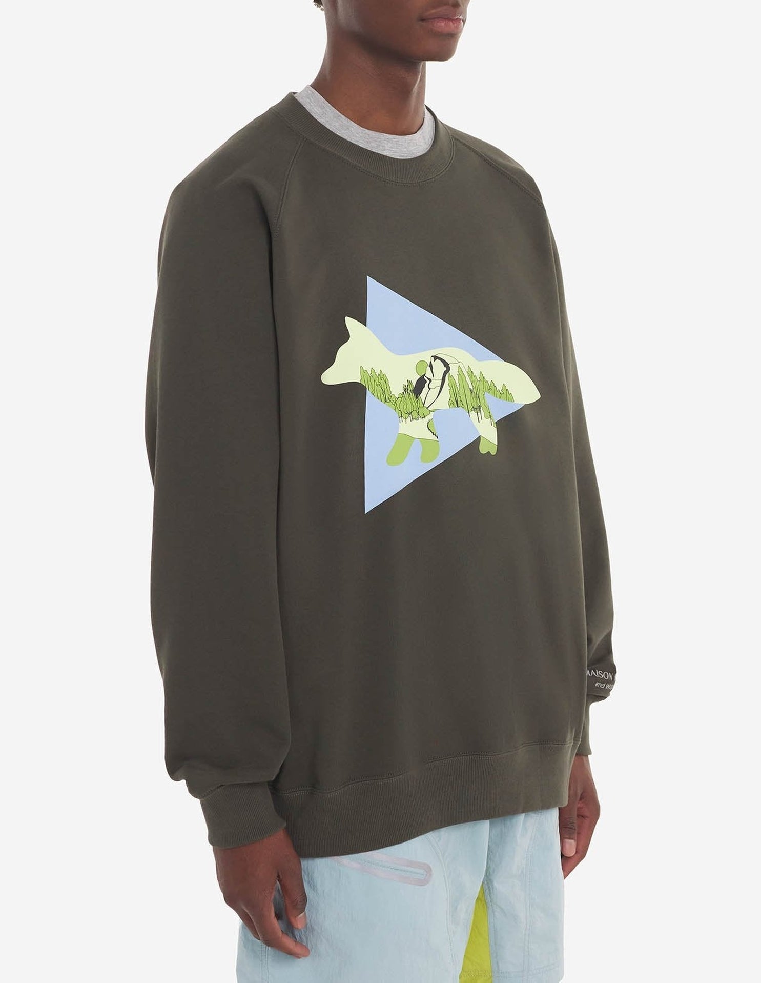 Maison Kitsuné x And Wander Sweatshirt - Khaki