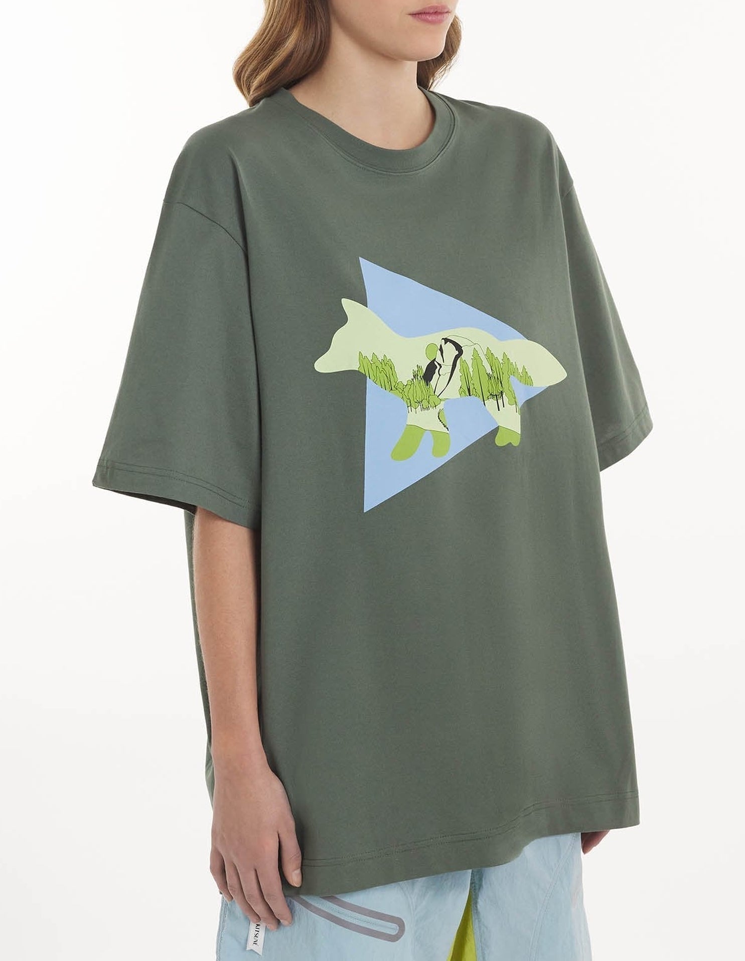 Maison Kitsuné x And Wander T-shirt - Khaki