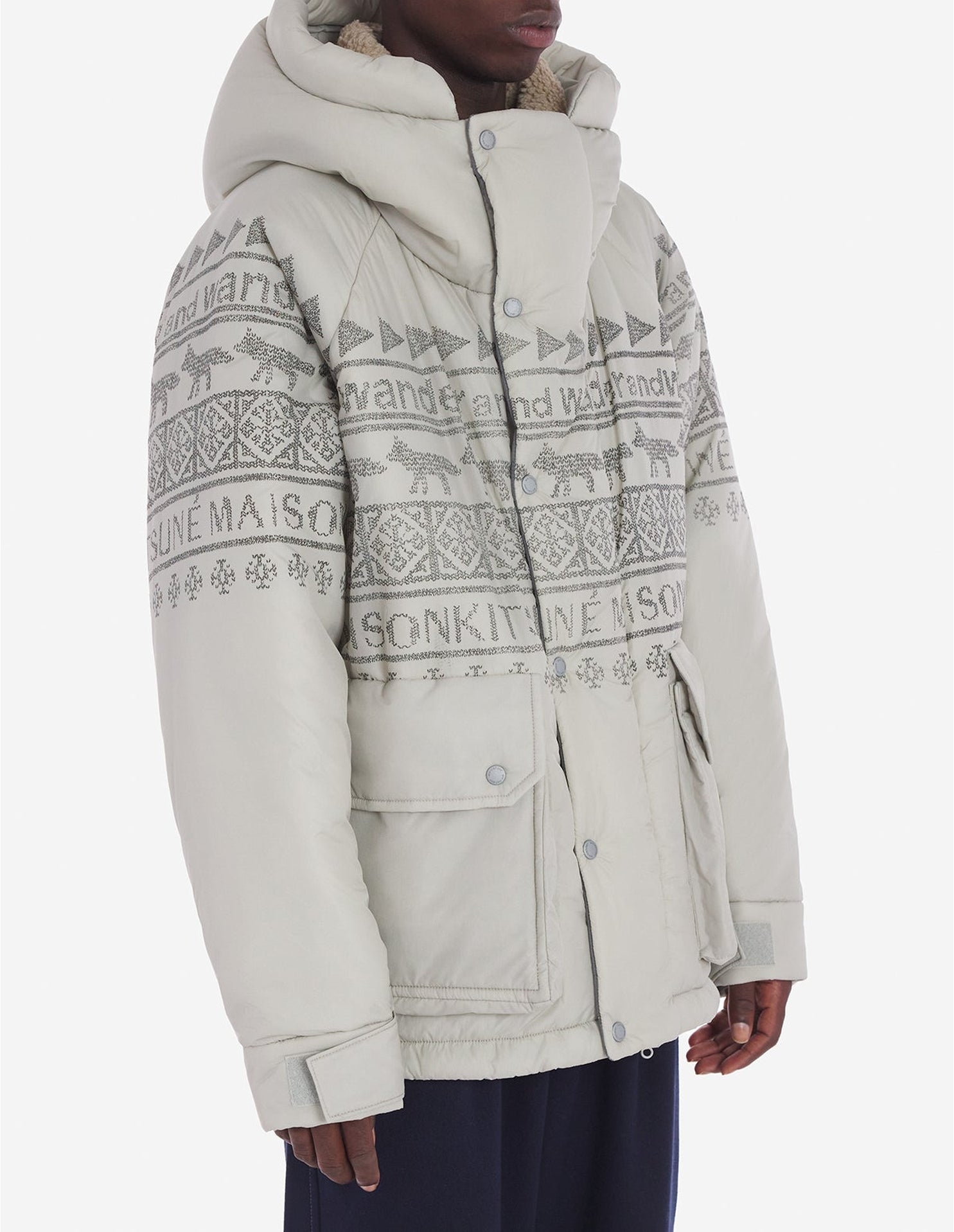 Maison Kitsuné x And Wander Coat - Beige Melange
