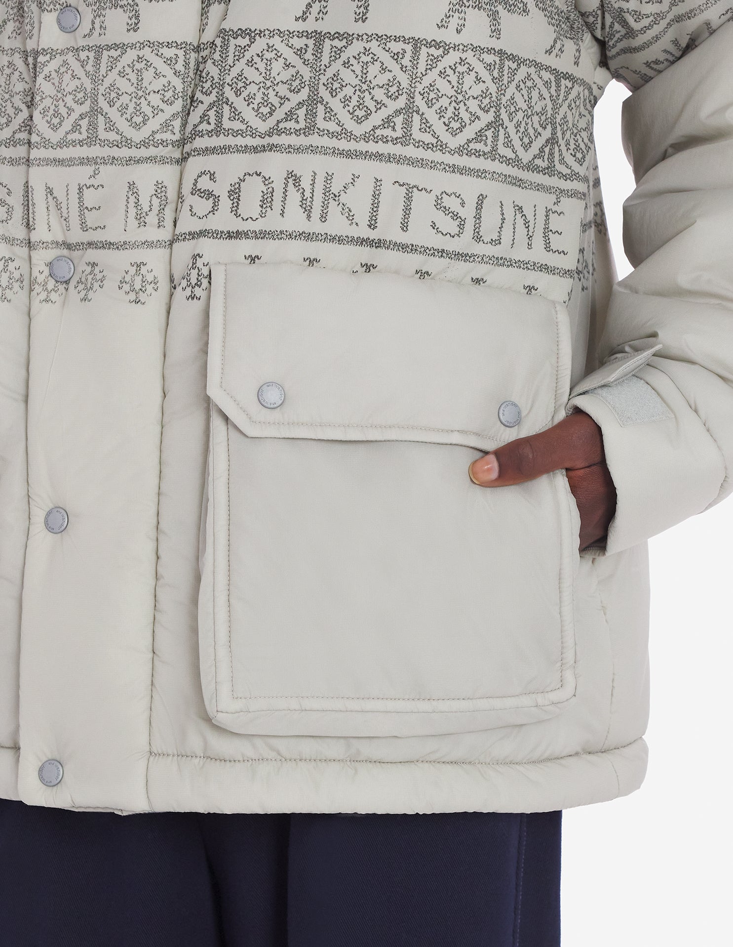 Maison Kitsuné x And Wander Coat - Beige Melange