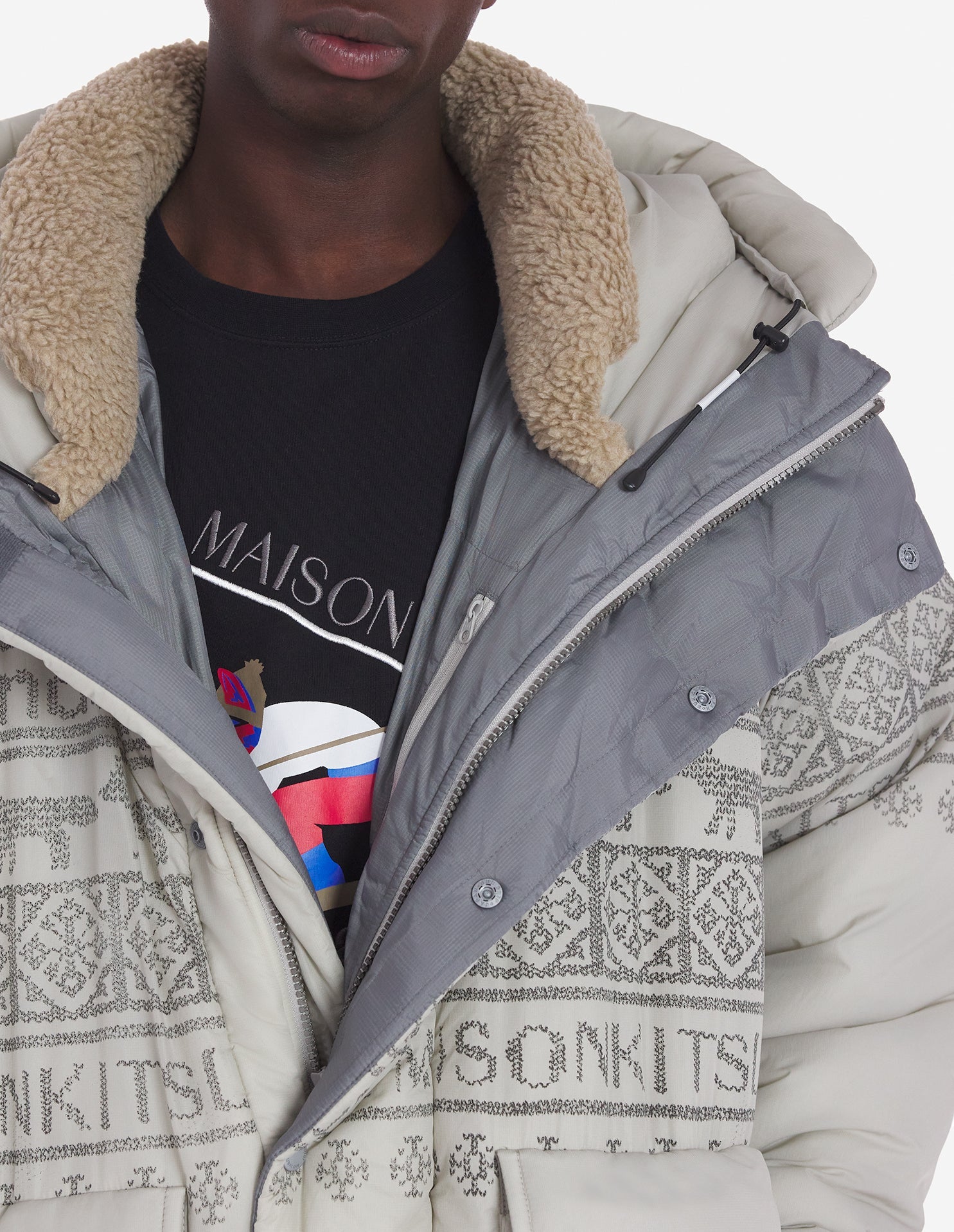 Maison Kitsuné x And Wander Coat - Beige Melange